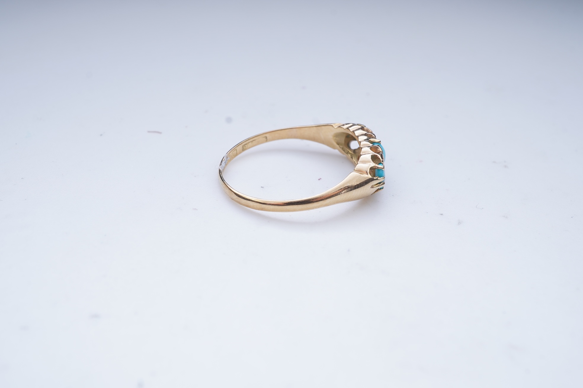 A turquoise and diamond ring, late 19th/early 20th century